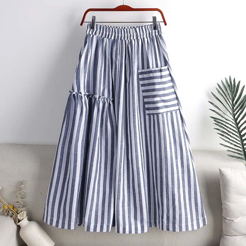 Women Summer Skirts 2022 New Stripe Print Cotton Linen Skirt Fashion Party Pleated Skirts Female Chic A-Line Pocket Midi Clothes
Women Summer Skirts 2022 New Stripe Print Cotton Linen Skirt Fashion Party Pleated Skirts Female Chic A-Line Pocket Midi Clothes