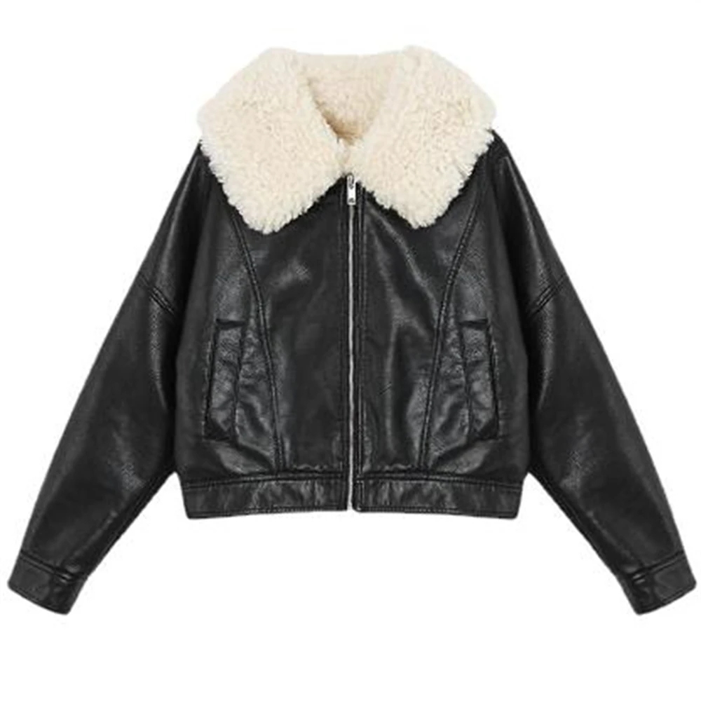 Women's PU Leather Fur Jacket Female Short Coats Fleece Coats Thick Outerwear Warm Clothing Black PU Tops Winter
Women's PU Leather Fur Jacket Female Short Coats Fleece Coats Thick Outerwear Warm Clothing Black PU Tops Winter