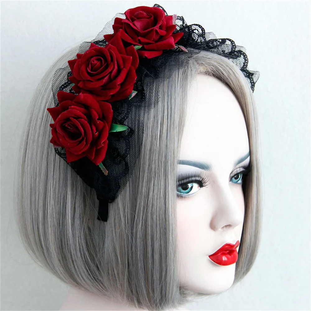 Women Girls Halloween Headbands Vintage Gothic Red Rose Crown Masquerade Party Cosplay Costumes Wedding Garland Lolita Headpiece
Women Girls Halloween Headbands Vintage Gothic Red Rose Crown Masquerade Party Cosplay Costumes Wedding Garland Lolita Headpiece