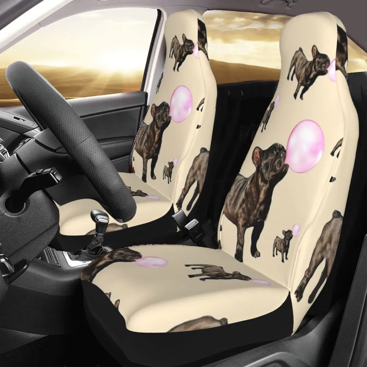 Чехол на автомобильное сиденье с принтом французского бульдога 
Чехол на автомобильное сиденье с принтом французского бульдога