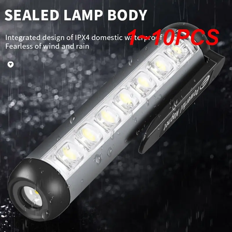 

1~10PCS LED Flashlight 18650 Battery High Power Rechargeable Flashlights Magnet Work Light COB Torches Outdoor Camping Lantern