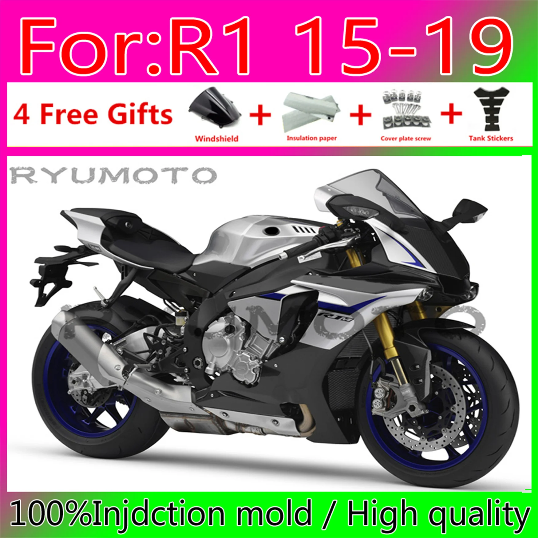 Новый комплект обтекателей из АБС-пластика 100% подходит для YAMAHA YZFR1 2015 2016 2017 2018 YZF R1 15 16 17 18 19 YZF1000 Обтекатели серебряные
Новый комплект обтекателей из АБС-пластика 100% подходит для YAMAHA YZFR1 2015 2016 2017 2018 YZF R1 15 16 17 18 19 YZF1000 Обтекатели серебряные