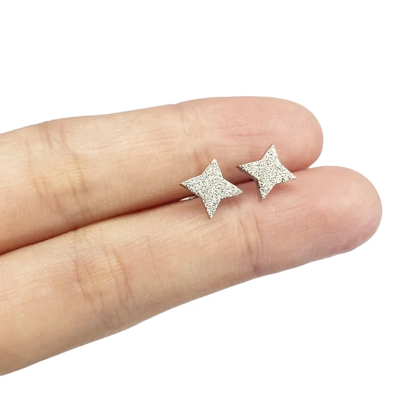 

Woman Piercing Korean Style Silver Color Star Ear Studs Jewelry Surgical Stainless Steel For Girl Teens Student Daily Wear Gifts