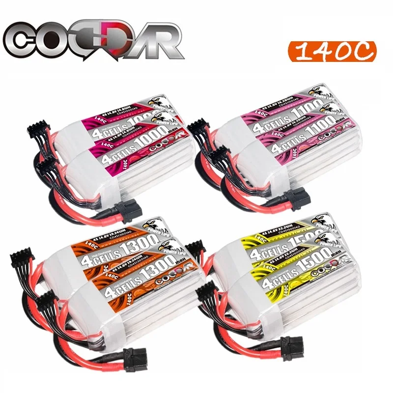 2PCS CODDAR 4S 14.8V Lipo Battery 1000mah 1100mah 1300mah 1500mah 1800mah 140C With XT60 For RC Drone FPV Quadcopter Helicopter
2PCS CODDAR 4S 14.8V Lipo Battery 1000mah 1100mah 1300mah 1500mah 1800mah 140C With XT60 For RC Drone FPV Quadcopter Helicopter