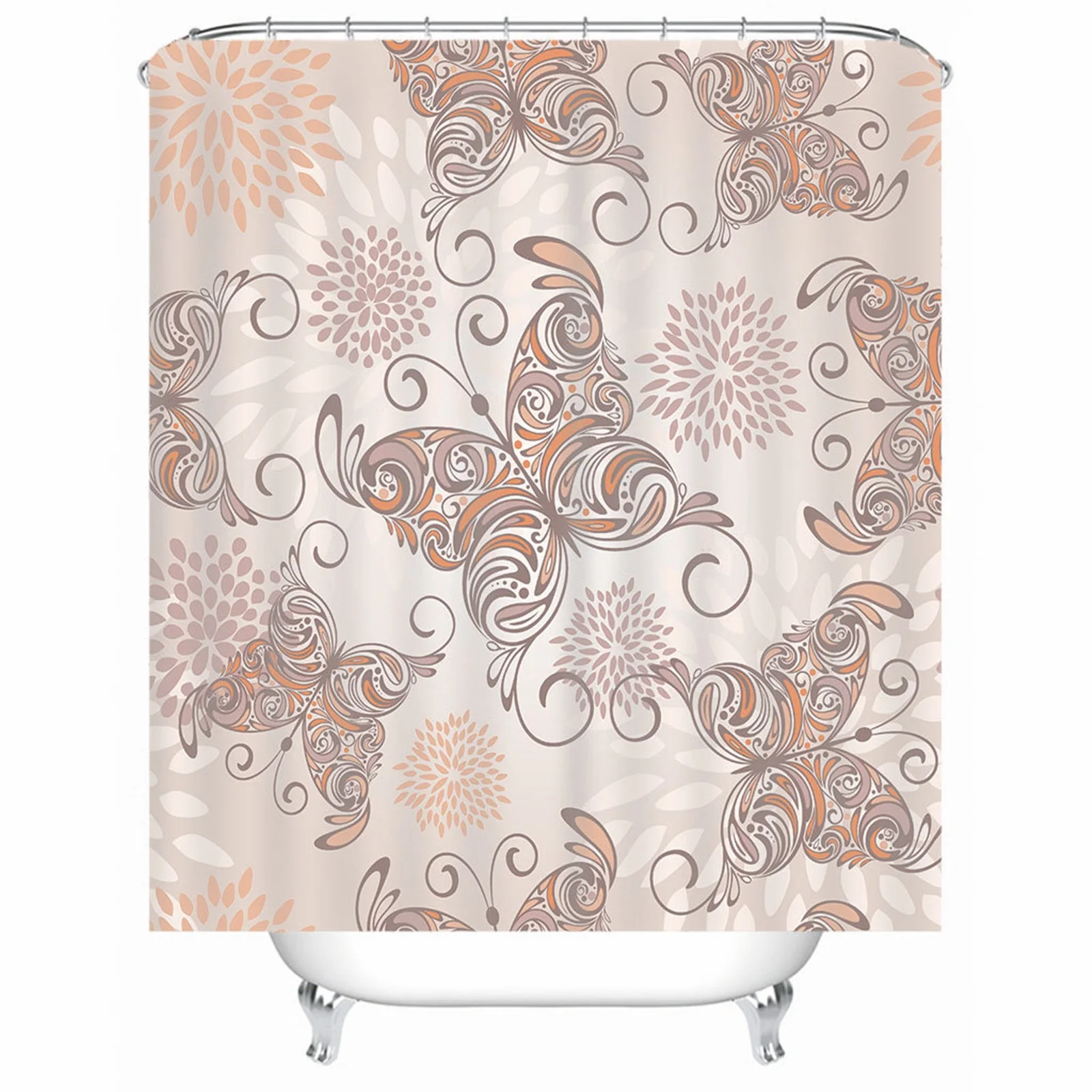 Shower Curtain Hooks Decorative Polyester Flower Butterfly Beige Mold & Mildew Resistant Waterproof With Grommets Hooks
Shower Curtain Hooks Decorative Polyester Flower Butterfly Beige Mold & Mildew Resistant Waterproof With Grommets Hooks