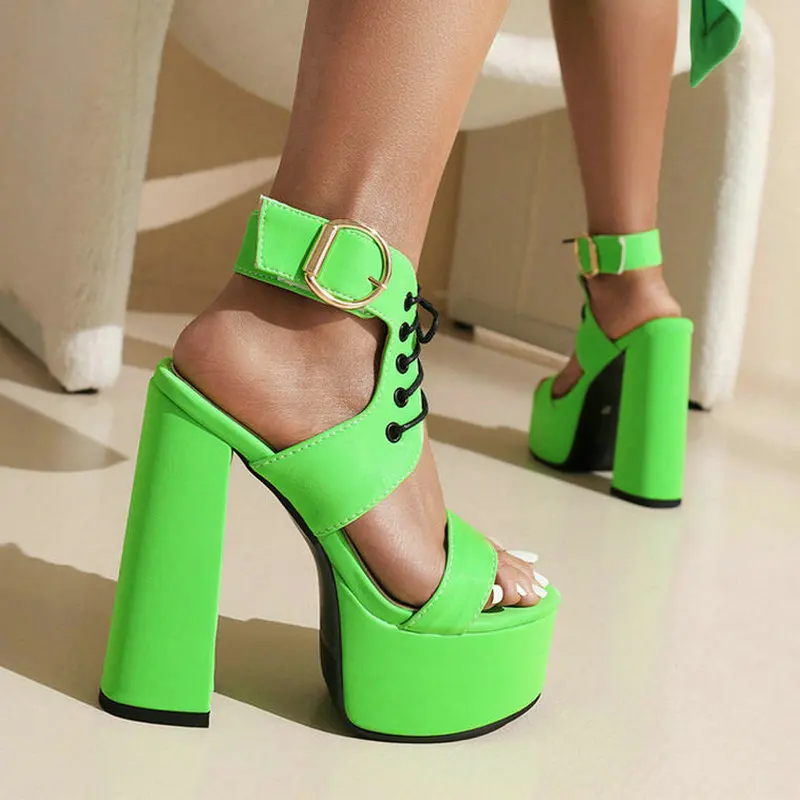 Black Green Yellow Summer Women High Heel Shoes Platform Square High Heel Ladies Sandals PU Leather Lace Up Party Women's Shoes
Black Green Yellow Summer Women High Heel Shoes Platform Square High Heel Ladies Sandals PU Leather Lace Up Party Women's Shoes