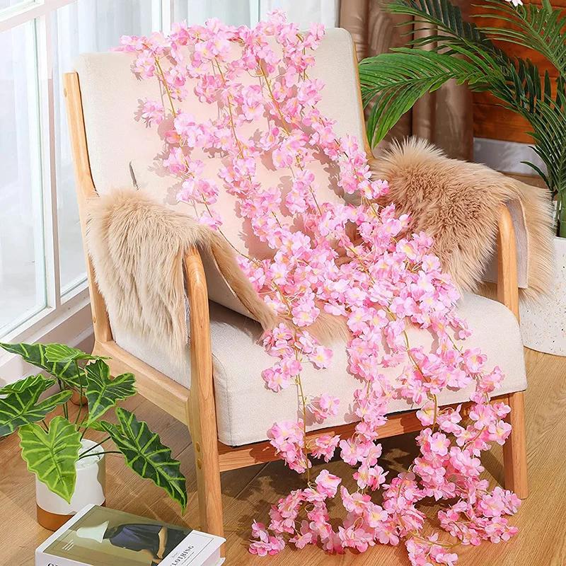185cm Artificial Silk Sakura Cherry Blossom Vine For Wedding Home Wall Hanging Decoration Fake Flower Garland
185cm Artificial Silk Sakura Cherry Blossom Vine For Wedding Home Wall Hanging Decoration Fake Flower Garland