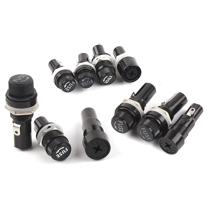 5/10PCS holders Thread / Cross Black Bakelite Insurance 250V AC Tube Socket Panel Mount Fuse Socket Copper 5×20mm 6×30mm Fuse
5/10PCS holders Thread / Cross Black Bakelite Insurance 250V AC Tube Socket Panel Mount Fuse Socket Copper 5×20mm 6×30mm Fuse