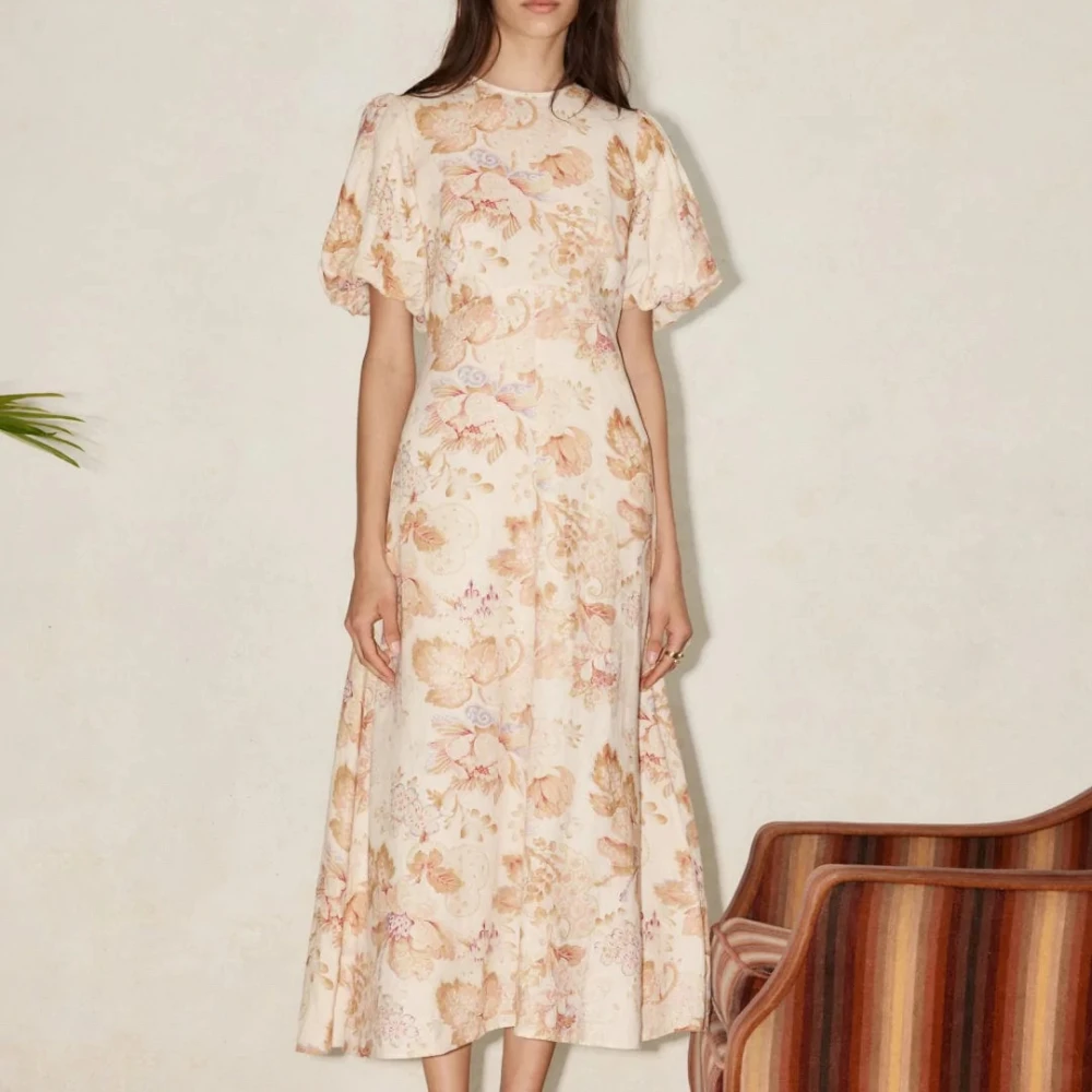 Autumn New 2022 Top Quality Comfortable Linen Floral Printing High Waist A-line Lantern Sleeve Women Midi Dress
Autumn New 2022 Top Quality Comfortable Linen Floral Printing High Waist A-line Lantern Sleeve Women Midi Dress