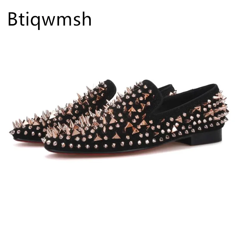 Gold Spiked Shoes Man Pointed Toe Rivet Studded Slip On Flats Men Fashion Party Shoes
Gold Spiked Shoes Man Pointed Toe Rivet Studded Slip On Flats Men Fashion Party Shoes