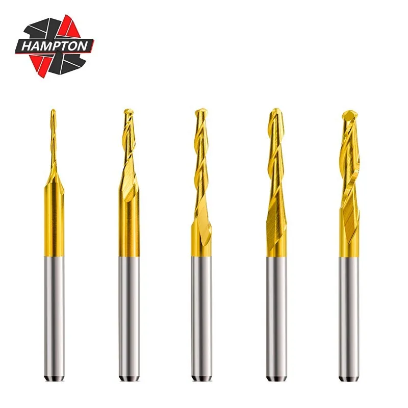 HAMPTON Carbide Milling Cutter 3.175mm Shank Ball Nose End Mill 0.8-3.175mm TiN Coated Spiral Engraving Bit CNC Router Bit 10pcs
HAMPTON Carbide Milling Cutter 3.175mm Shank Ball Nose End Mill 0.8-3.175mm TiN Coated Spiral Engraving Bit CNC Router Bit 10pcs