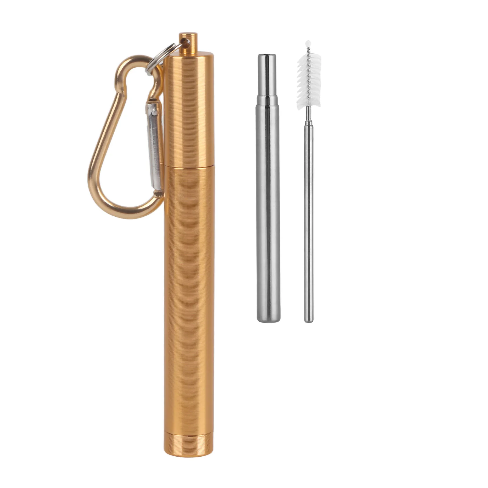 Retractable Stainless Steel Reusable Straw Kit(Gold Aluminum Case Straw + Brush Carabiner )
Retractable Stainless Steel Reusable Straw Kit(Gold Aluminum Case Straw + Brush Carabiner )