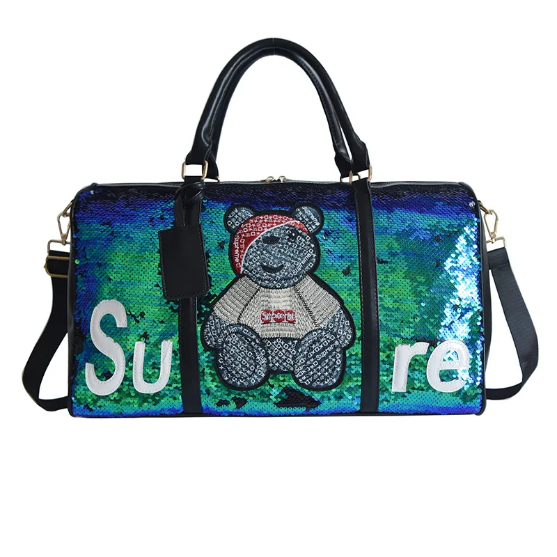 Badge Tote Bag Fashion Cool Sequined Travel Bag Wet and Dry Separation Luggage Bag
Badge Tote Bag Fashion Cool Sequined Travel Bag Wet and Dry Separation Luggage Bag