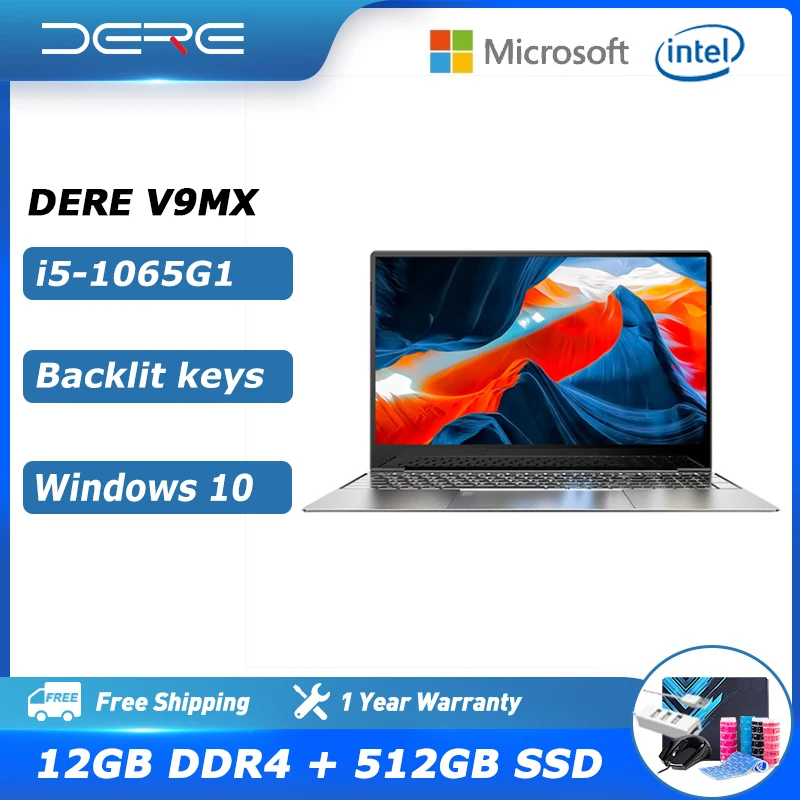 Dere Laptop V9 MAX 15.6" Intel Core i5-1035G1 12G RAM 512GB SSD Fingerprint Unlock Business Office Slim Notebook Windows 10
Dere Laptop V9 MAX 15.6" Intel Core i5-1035G1 12G RAM 512GB SSD Fingerprint Unlock Business Office Slim Notebook Windows 10
