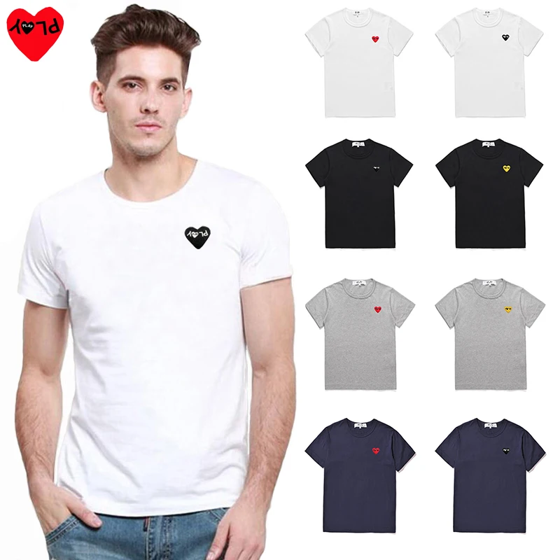 PLAY Summer T-shirt Men Women Letter Embroidery Heart Round Neck Short-sleeved Cotton Solid T-shirt Couple Loose Casual T-shirt
PLAY Summer T-shirt Men Women Letter Embroidery Heart Round Neck Short-sleeved Cotton Solid T-shirt Couple Loose Casual T-shirt