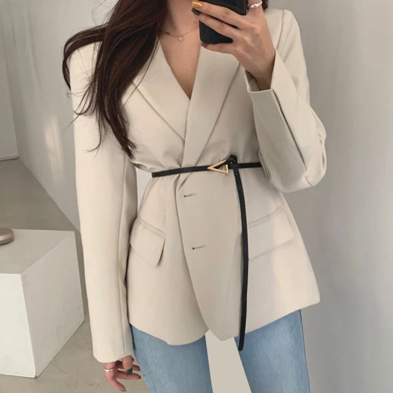 Spring Autumn Chic Blazer Ladies Elegant Fashion Lapel Slim Waist Belted Women Suit Jackets Single-breasted Outwear Casual Coat
Spring Autumn Chic Blazer Ladies Elegant Fashion Lapel Slim Waist Belted Women Suit Jackets Single-breasted Outwear Casual Coat
