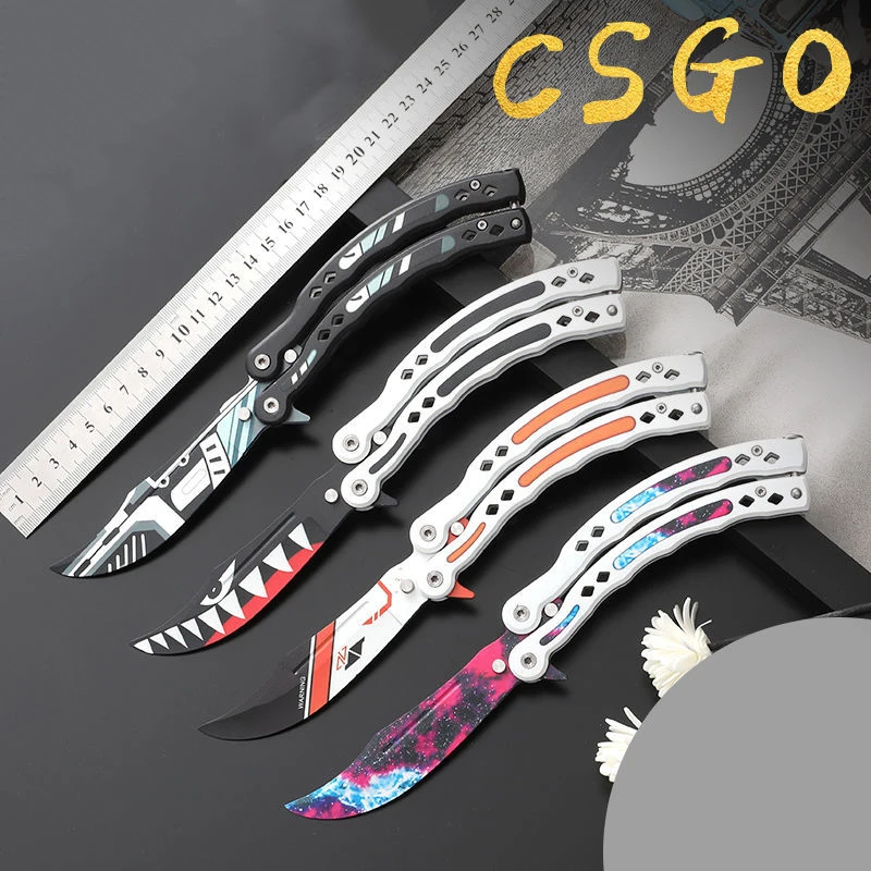 Csgo game butterfly knife swing knife portable folding knife novice outdoor practice knife all steel uncut blade butterfly knife
Csgo game butterfly knife swing knife portable folding knife novice outdoor practice knife all steel uncut blade butterfly knife