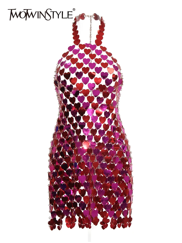 TWOTWINSTYLE Colorblock Temperament Dresses For Women Square Collar Sleeveless Patchwork Sequins Sexy Dress Female Fashion Style
TWOTWINSTYLE Colorblock Temperament Dresses For Women Square Collar Sleeveless Patchwork Sequins Sexy Dress Female Fashion Style
