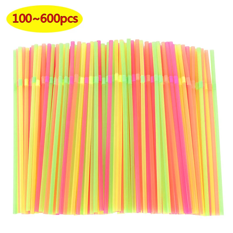 100-600Pcs Colorful Disposable Plastic Straws Neon Bendable Cocktail Drinking Straw Wedding Birthday Party Christmas Supplies
100-600Pcs Colorful Disposable Plastic Straws Neon Bendable Cocktail Drinking Straw Wedding Birthday Party Christmas Supplies