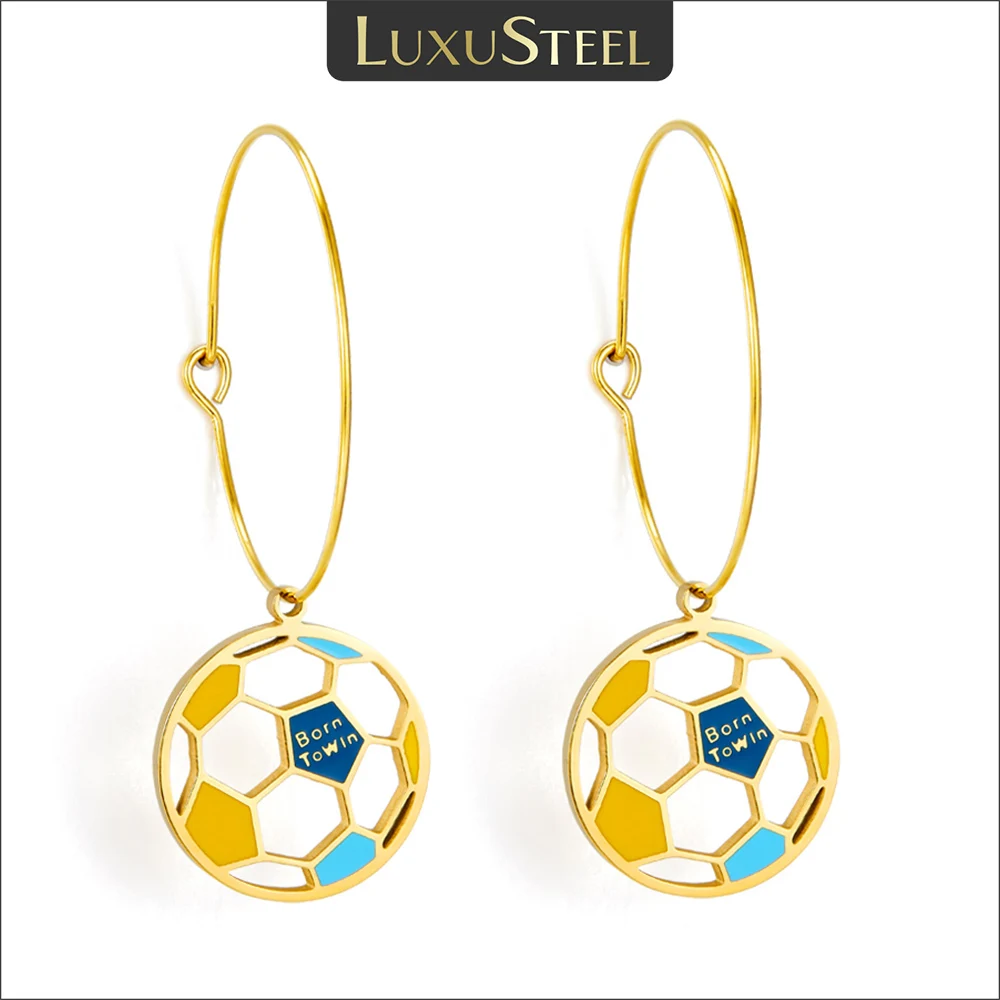 LUXUSTEEL Fashion Hollow Football Hoop Earrings For Women Stainless Steel Colorful Sports Earring World Cup 2022 Jewelry
LUXUSTEEL Fashion Hollow Football Hoop Earrings For Women Stainless Steel Colorful Sports Earring World Cup 2022 Jewelry