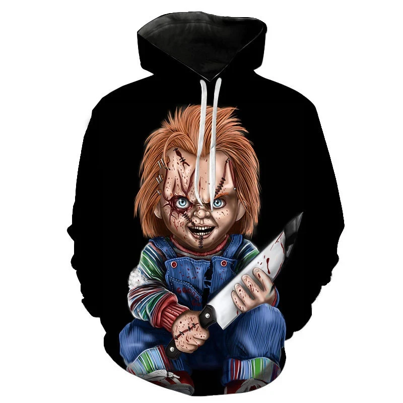 Horror Movie Chucky Hoodies Men Fashion 3D Printed Hooded Sweatshirts Women Cool Hip Hop Harajuku Streetwear Halloween Costume
Horror Movie Chucky Hoodies Men Fashion 3D Printed Hooded Sweatshirts Women Cool Hip Hop Harajuku Streetwear Halloween Costume