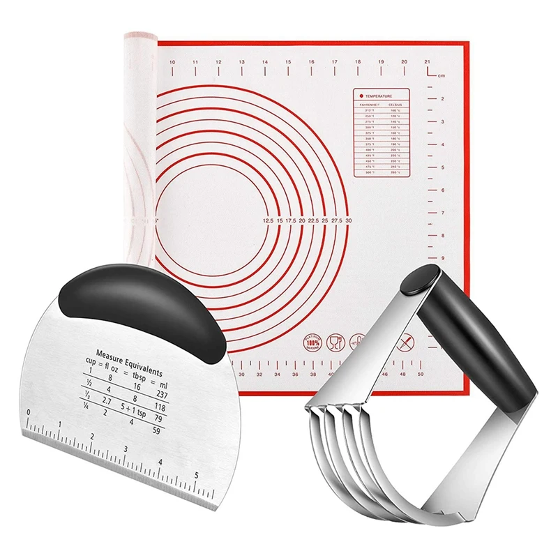 Pastry Cutter,Dough Scraper,Silicone Baking Mat-Dough Cutter Pastry Mixer Set,Baking Dough Tools and Pastry Utensils
Pastry Cutter,Dough Scraper,Silicone Baking Mat-Dough Cutter Pastry Mixer Set,Baking Dough Tools and Pastry Utensils