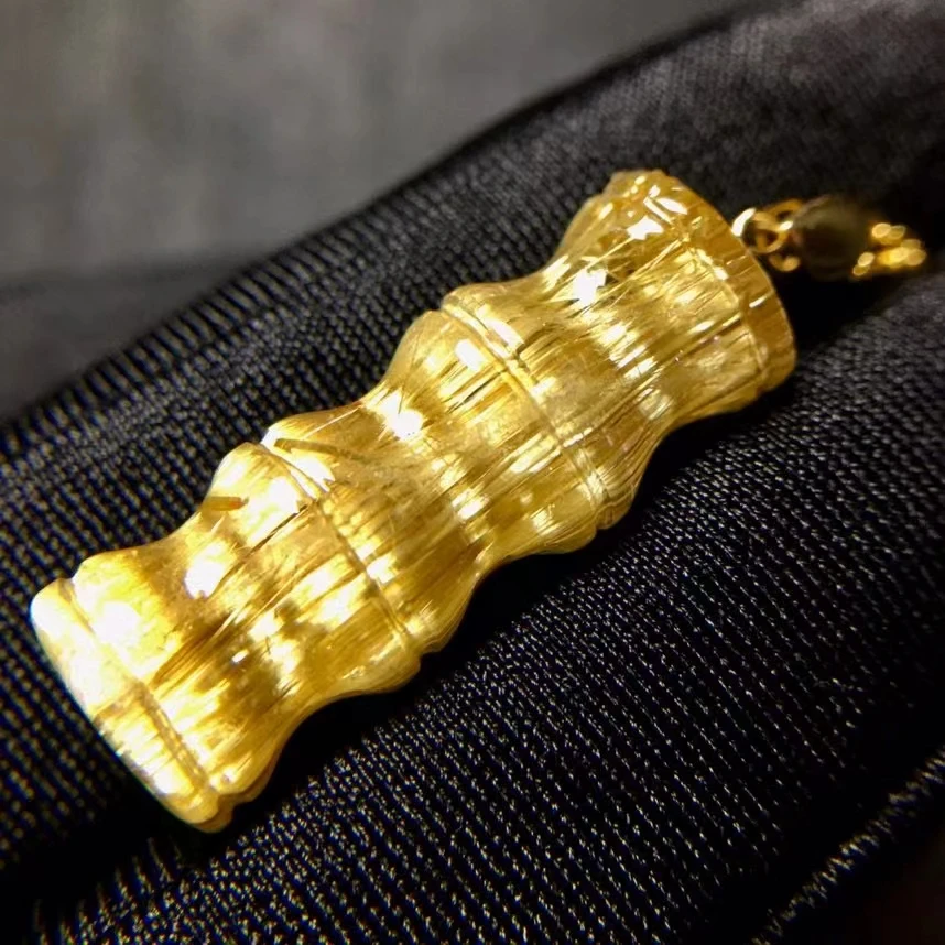 Genuine Natural Gold Rutilated Quartz Pendant Bamboo Jewelry Necklace 25.1*9.5*7.9mm Women Men Flower Rutilated Brazil AAAAAAA
Genuine Natural Gold Rutilated Quartz Pendant Bamboo Jewelry Necklace 25.1*9.5*7.9mm Women Men Flower Rutilated Brazil AAAAAAA