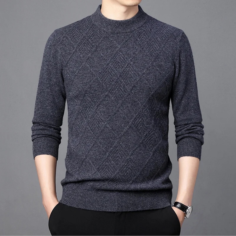 Men's Woolen Sweater 100% Pure Wool Autumn and Winter New Rhombus Jacquard Thick round Neck Men's Sweater
Men's Woolen Sweater 100% Pure Wool Autumn and Winter New Rhombus Jacquard Thick round Neck Men's Sweater