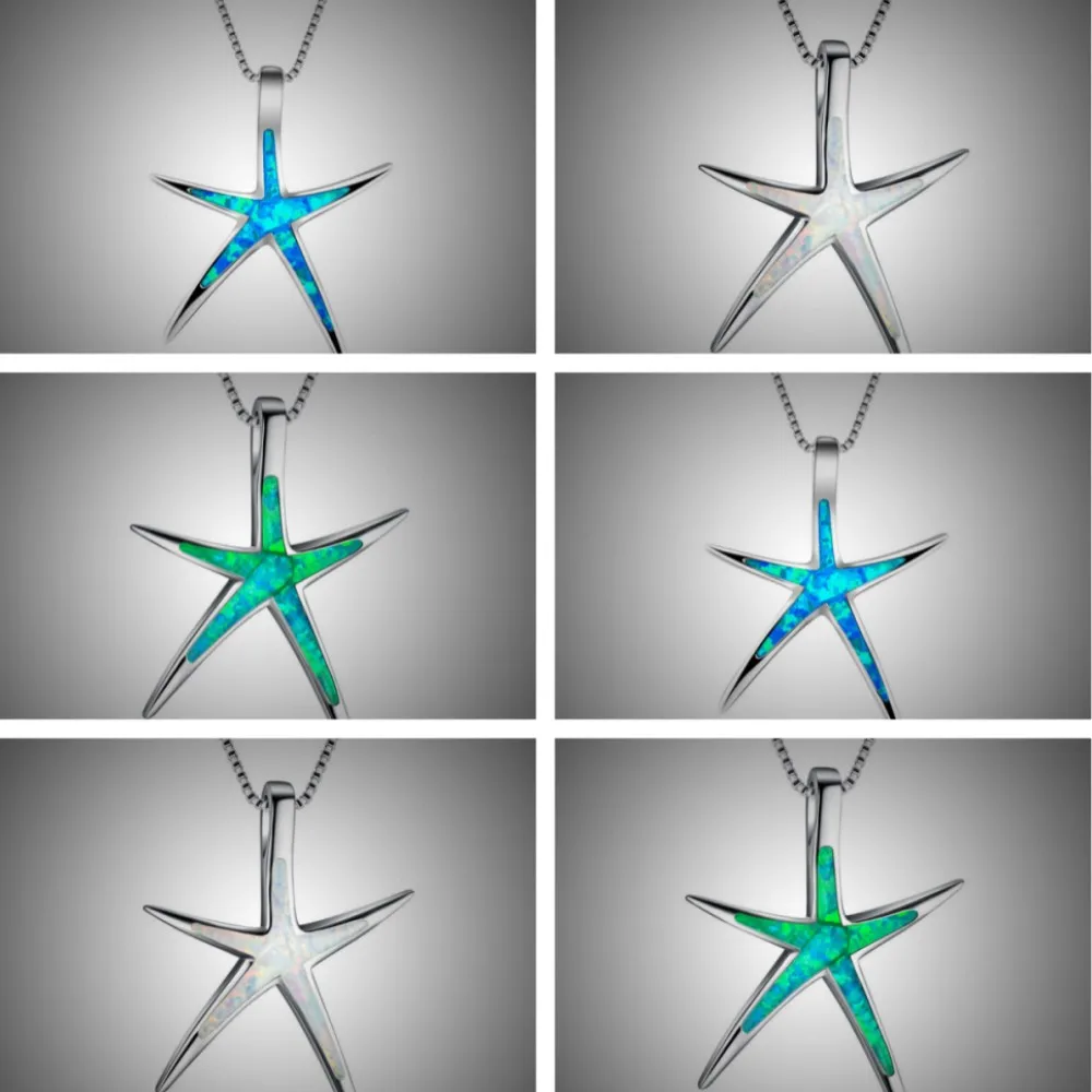 Cute Female Sea Star Animal Pendant Necklace Silver Color Wedding Necklace Boho Green Blue Imitation Opal Necklaces for Women
Cute Female Sea Star Animal Pendant Necklace Silver Color Wedding Necklace Boho Green Blue Imitation Opal Necklaces for Women