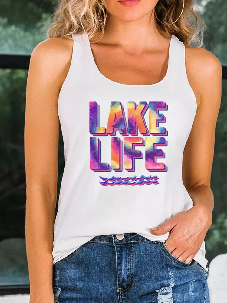 

Lake Life Tie Dye Racerback Tank y2k Clothes Ropa Mujer Corset Top Tops Women Top Mujer Vetement Femme Summer Clothes For Women