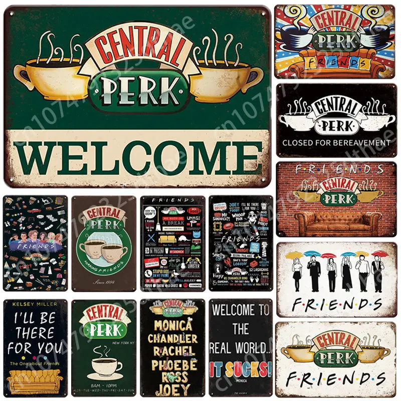 Central Perk Friends Coffee Vintage Metal Tin Sign Retro Plate Cafe Kitchen Living Room Bar Wall Decor Coffee Hallway Background
Central Perk Friends Coffee Vintage Metal Tin Sign Retro Plate Cafe Kitchen Living Room Bar Wall Decor Coffee Hallway Background