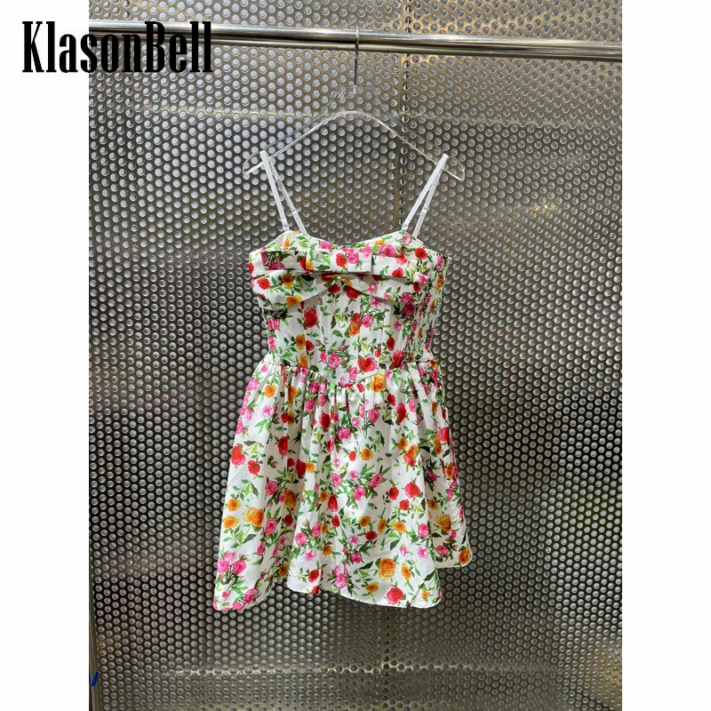 5.17 KlasonBell Fashion Bow Decoration Print Collect Waist Adjustable Suspender Mini Dress Women
5.17 KlasonBell Fashion Bow Decoration Print Collect Waist Adjustable Suspender Mini Dress Women
