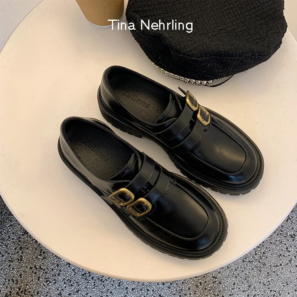 TinaNehrling Vintage Shoes Metal Buckle Leather Single Shoes Thick Sole Lefu Shoes Women British Style College Casual Shoes
TinaNehrling Vintage Shoes Metal Buckle Leather Single Shoes Thick Sole Lefu Shoes Women British Style College Casual Shoes