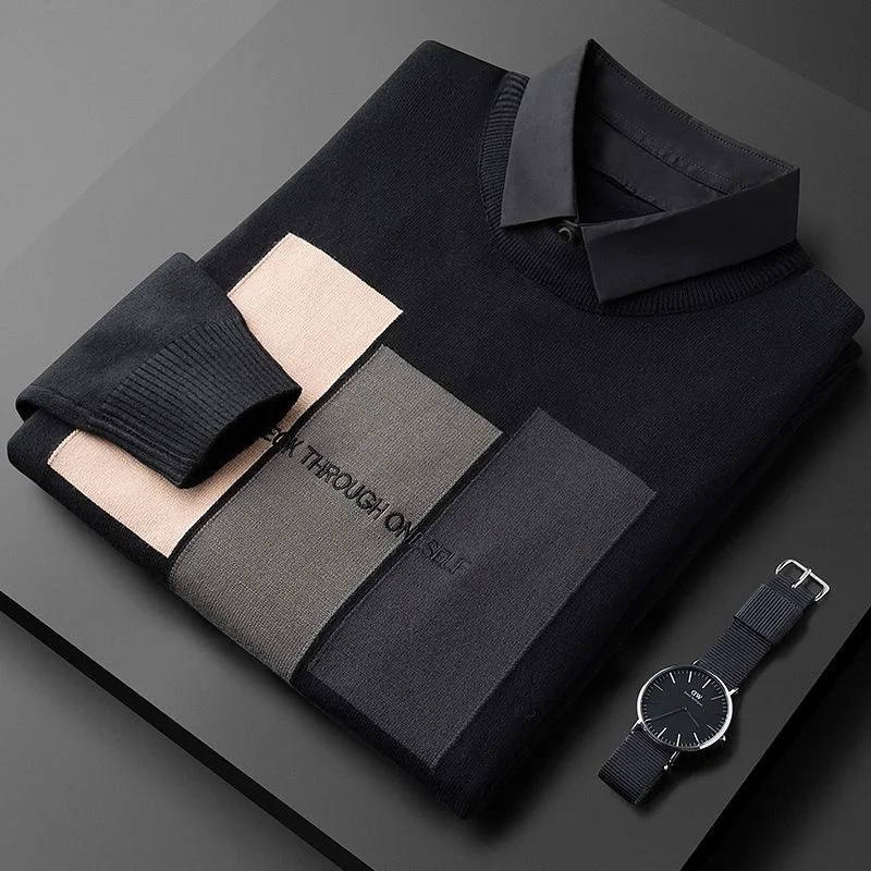 Thick Winter Warm Leave Two Piece Shirt Collar Sweater Men's New Fashion Letter Jacquard Korean Casual Pullover Knitwear Men
Thick Winter Warm Leave Two Piece Shirt Collar Sweater Men's New Fashion Letter Jacquard Korean Casual Pullover Knitwear Men