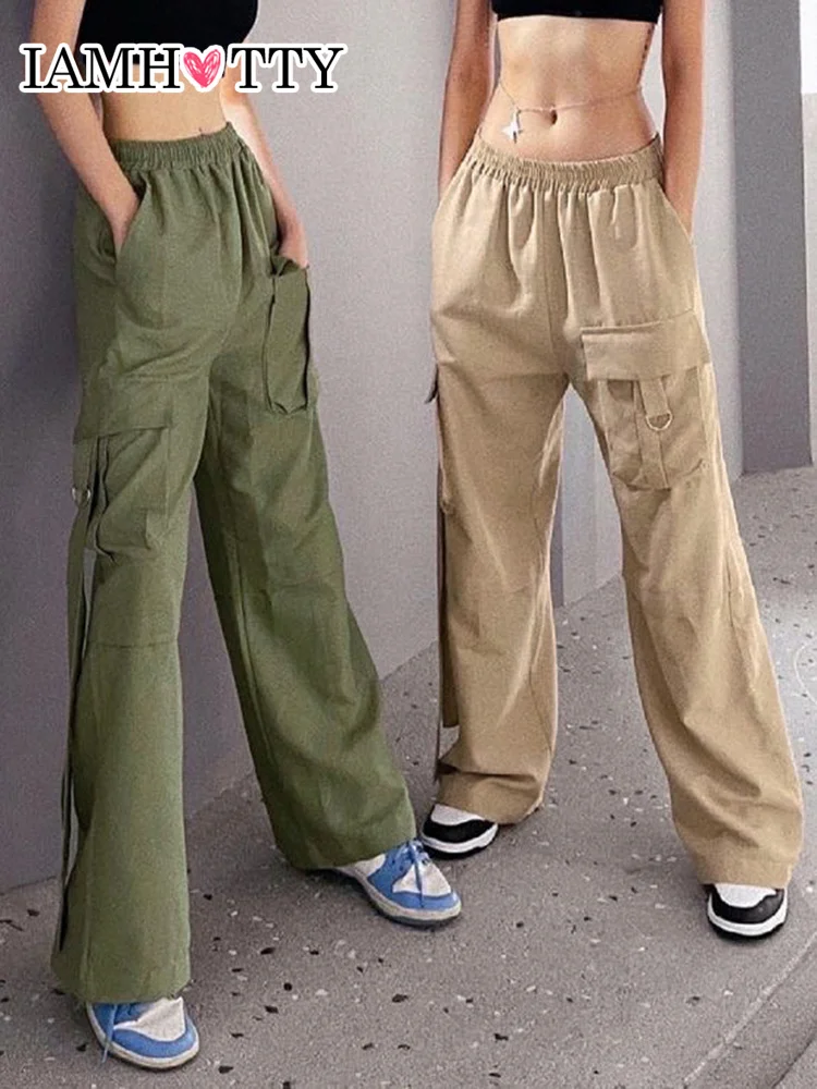IAMHOTTY Elastic High Waist Cargo Pants Women Casual Wide Leg Sweatpants Sports Joggers Trousers Vintage Grunge Streetwear Chic
IAMHOTTY Elastic High Waist Cargo Pants Women Casual Wide Leg Sweatpants Sports Joggers Trousers Vintage Grunge Streetwear Chic