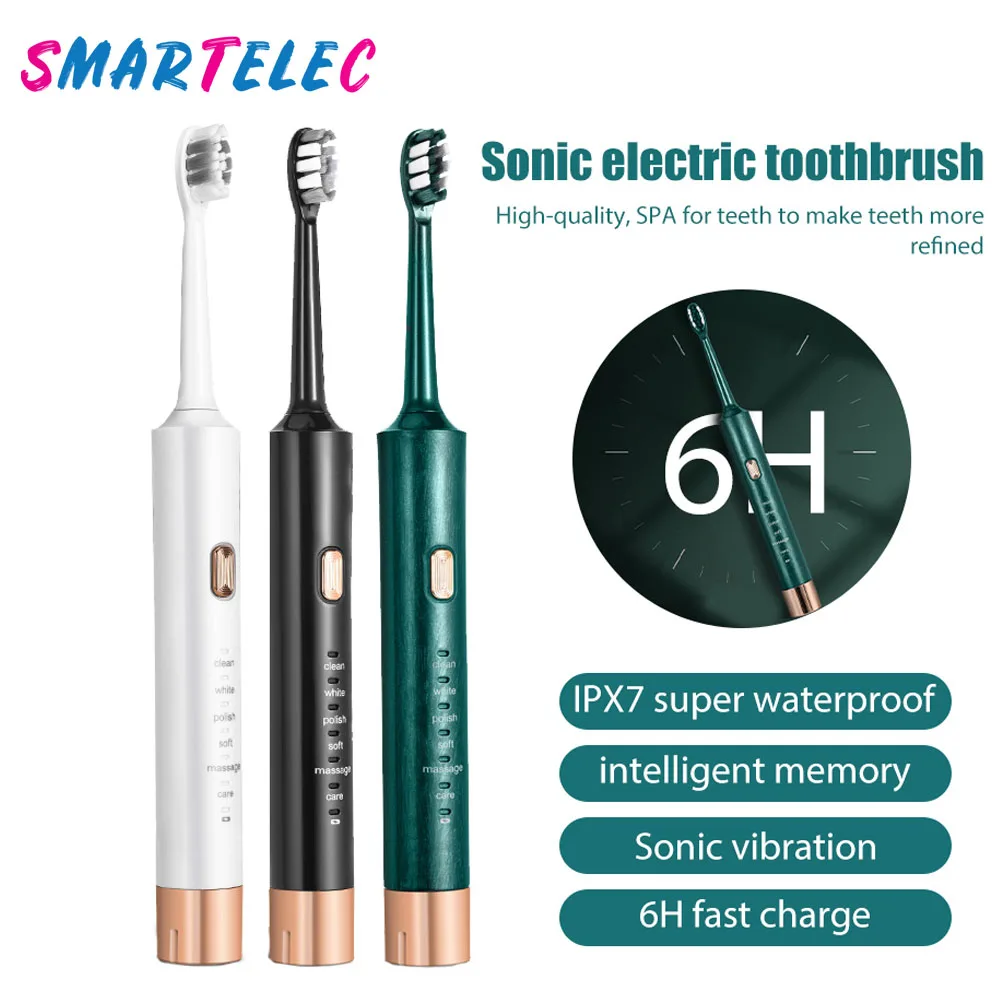 Ultrasonic Electric Toothbrush USB Rechargeable Sonic Toothbrush 6 Mode Travel Toothbrush with 5 Brush Head Gift
Ultrasonic Electric Toothbrush USB Rechargeable Sonic Toothbrush 6 Mode Travel Toothbrush with 5 Brush Head Gift