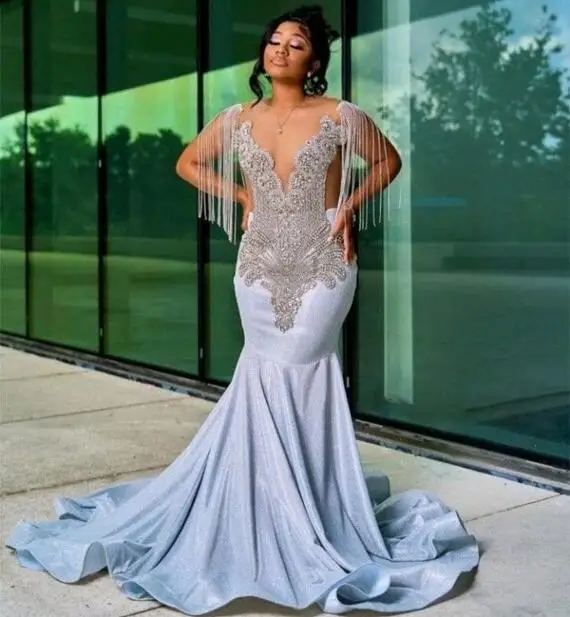 Sparkle African American Prom Dresses Mermaid Sheer Sequins Beaded Black Girls Nigeria Robe De Soiree Evening Dress Gown
Sparkle African American Prom Dresses Mermaid Sheer Sequins Beaded Black Girls Nigeria Robe De Soiree Evening Dress Gown