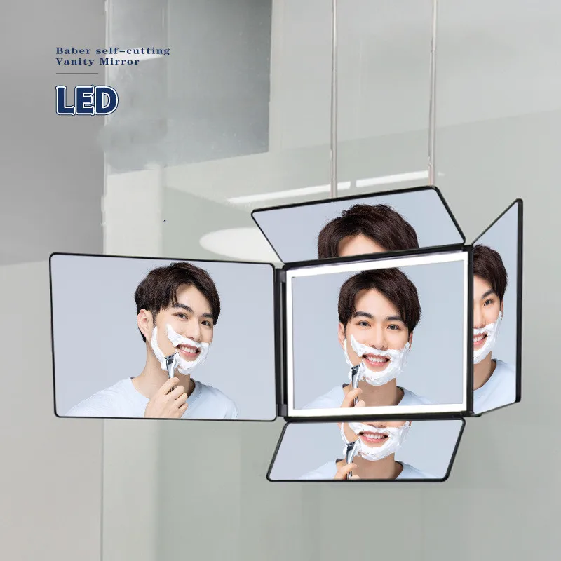 LED Makeup Mirror Five-fold Wall Mounted Barber Mirror Retractable Hanging Three Sides Folding Makeup Mirror Men's Barber Mirror
LED Makeup Mirror Five-fold Wall Mounted Barber Mirror Retractable Hanging Three Sides Folding Makeup Mirror Men's Barber Mirror