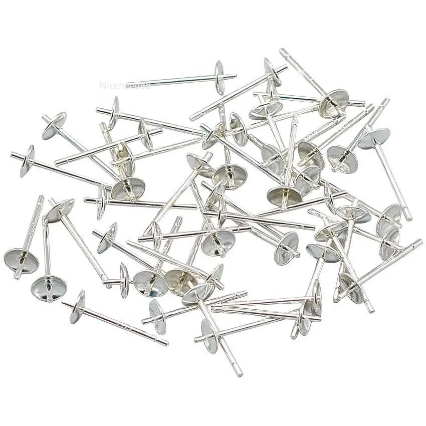 50 Pairs Silver Stud 925 Sterling Silver Stud Earring Findings for Half Drilled Bead Earring Accessories for Jewelry Making
50 Pairs Silver Stud 925 Sterling Silver Stud Earring Findings for Half Drilled Bead Earring Accessories for Jewelry Making