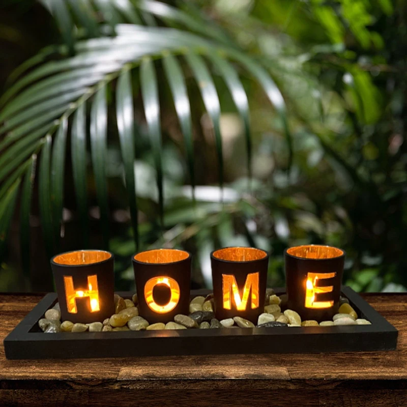 Hollow Candlestick Wooden HOME Letter Creative Set Glass Candle Table Crafts Decorative Ornaments Home Decor
Hollow Candlestick Wooden HOME Letter Creative Set Glass Candle Table Crafts Decorative Ornaments Home Decor