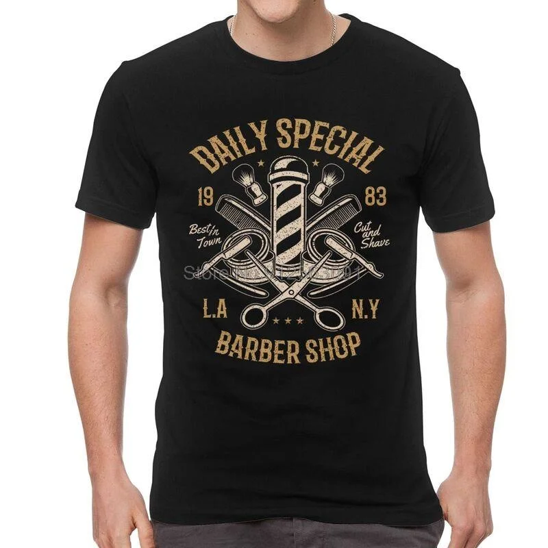 Daily Special Barber Shop T Shirt Men's 100% Cotton Printed T-shirt Fashion Tshirt Short Sleeve Hair Cut and Shave Tees Tops
Daily Special Barber Shop T Shirt Men's 100% Cotton Printed T-shirt Fashion Tshirt Short Sleeve Hair Cut and Shave Tees Tops