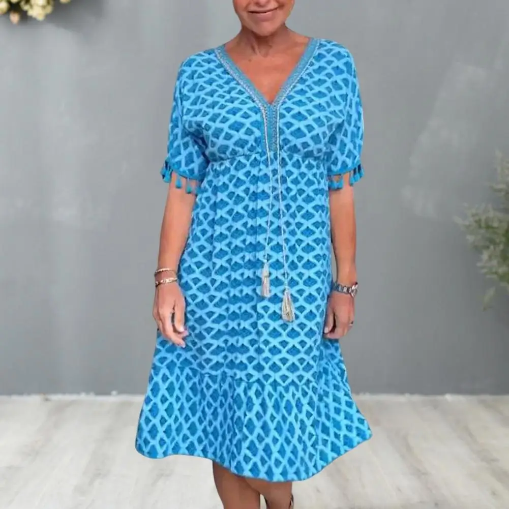 Chic Ladies Summer Dress Short Sleeves Pullover Plus Size Party Dress Contrast Color Women Midi Dress Women Clothes
Chic Ladies Summer Dress Short Sleeves Pullover Plus Size Party Dress Contrast Color Women Midi Dress Women Clothes