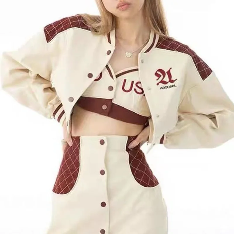 Chic Fashion Women Streetwear Sporty Casual Baseball Jackets+Sexy Y2k Crop Top Camisole+Slim Mini Skirt Patchwork 3 Sets Mujer
Chic Fashion Women Streetwear Sporty Casual Baseball Jackets+Sexy Y2k Crop Top Camisole+Slim Mini Skirt Patchwork 3 Sets Mujer