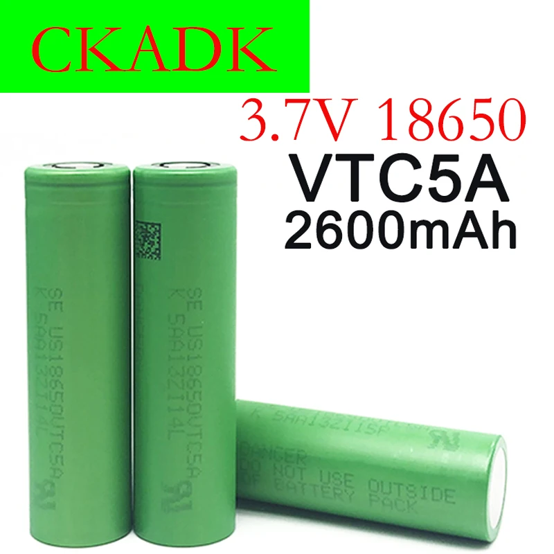 100% Original 18650 2600mAh 25A 3.7v Rechargeable Li-ion Battery VTC5A 18650 Flat/button Top for Power Tools/flashlights
100% Original 18650 2600mAh 25A 3.7v Rechargeable Li-ion Battery VTC5A 18650 Flat/button Top for Power Tools/flashlights