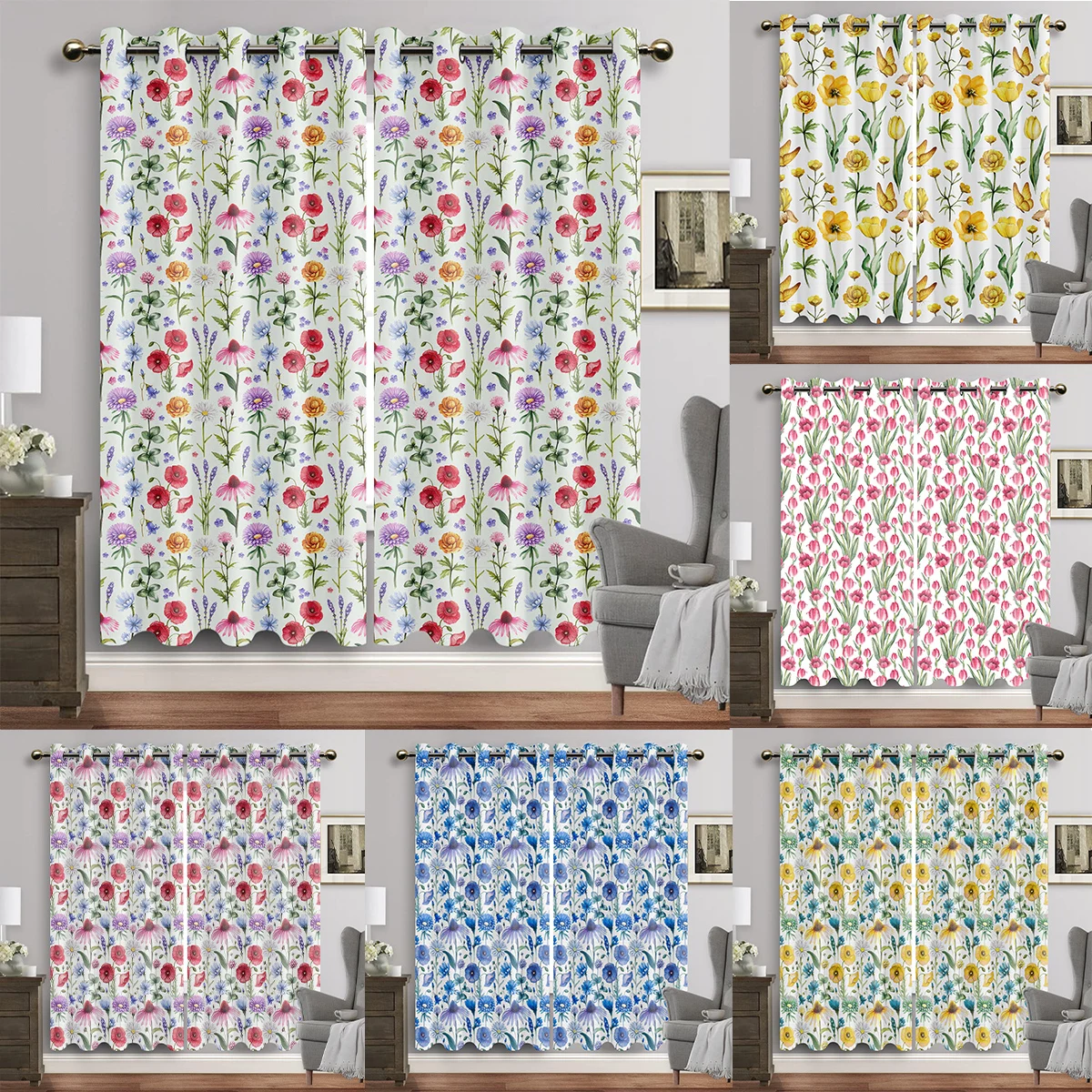 Flower Window Curtain Elegant Floral Printed Curtains for Bedroom Living Room Kitchen Decor Drapes High Shading(70%-90%) Drape
Flower Window Curtain Elegant Floral Printed Curtains for Bedroom Living Room Kitchen Decor Drapes High Shading(70%-90%) Drape