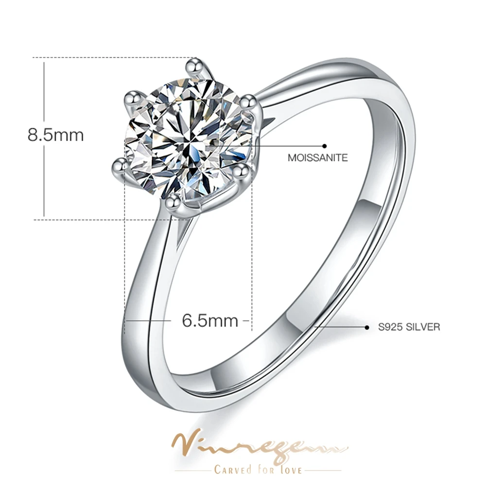 Vinregem 925 Sterling Silver 1CT Colorful D Moissanite Wedding Ring for Women Gift 100% Pass Test Diamond With GRA Drop Shipping
Vinregem 925 Sterling Silver 1CT Colorful D Moissanite Wedding Ring for Women Gift 100% Pass Test Diamond With GRA Drop Shipping