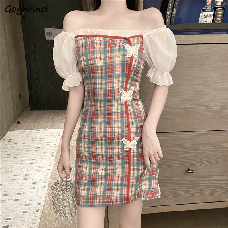 Dress Women's Chinese Style Side Slits Puff Sleeves Butterfly Design Plaid Ruffled Sexy Slim Fit 2XL Elegant Fashion Casual Chic
Dress Women's Chinese Style Side Slits Puff Sleeves Butterfly Design Plaid Ruffled Sexy Slim Fit 2XL Elegant Fashion Casual Chic