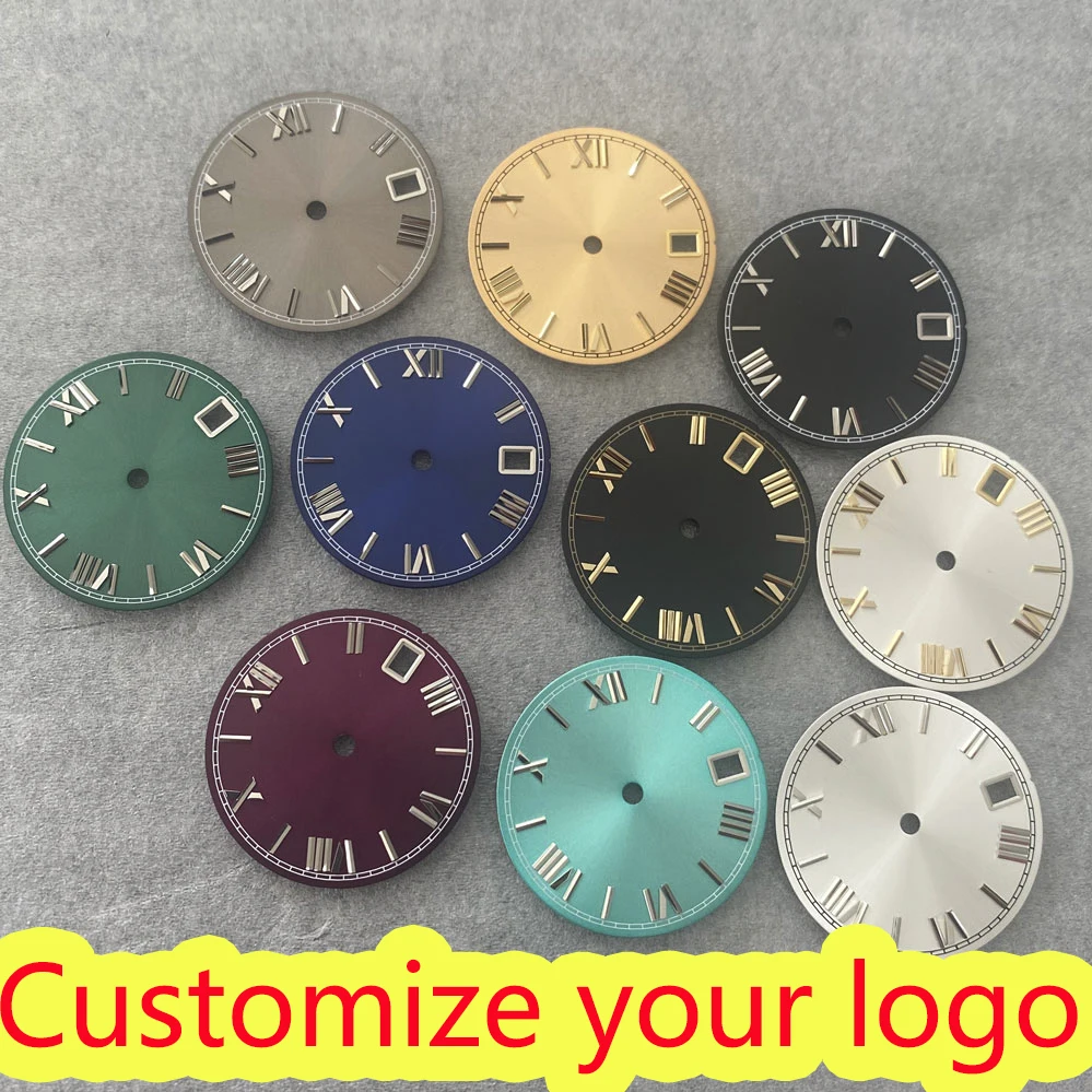 28.5mm Sunburst Roman scale real nail dial is suitable for NH35/36/4R/7S movement Custom dial watch accessories
28.5mm Sunburst Roman scale real nail dial is suitable for NH35/36/4R/7S movement Custom dial watch accessories