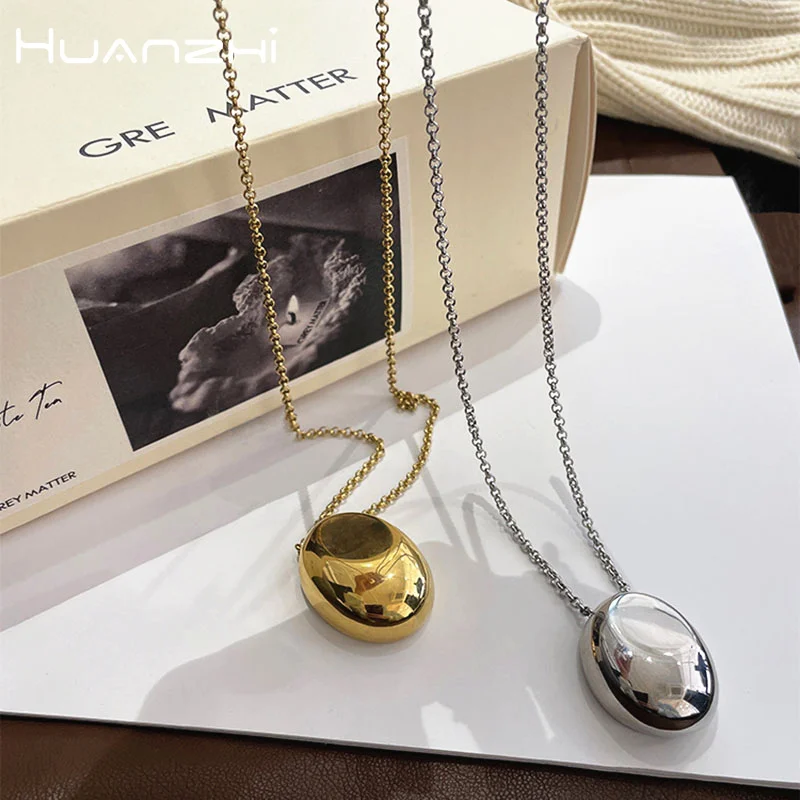 HUANZHI New Brushed Metal Oval Metal Necklace for Women Long Sweater Chain Luxury Charm Thin Chain Party Elegant Jewelry Gifts
HUANZHI New Brushed Metal Oval Metal Necklace for Women Long Sweater Chain Luxury Charm Thin Chain Party Elegant Jewelry Gifts