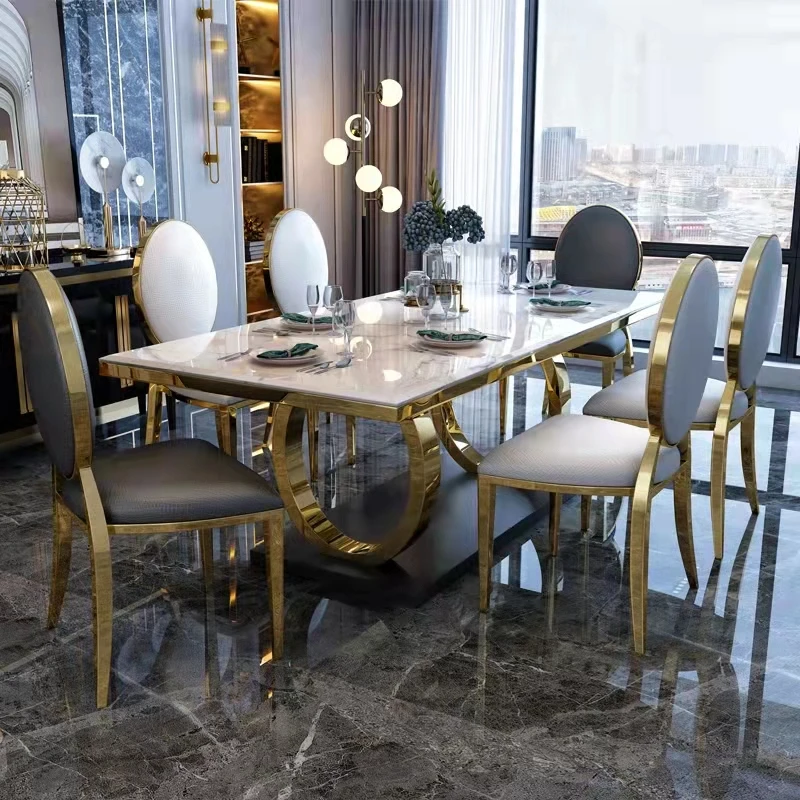 Light luxury modern simple marble dining table and chair combination living room rectangular home dining table
Light luxury modern simple marble dining table and chair combination living room rectangular home dining table